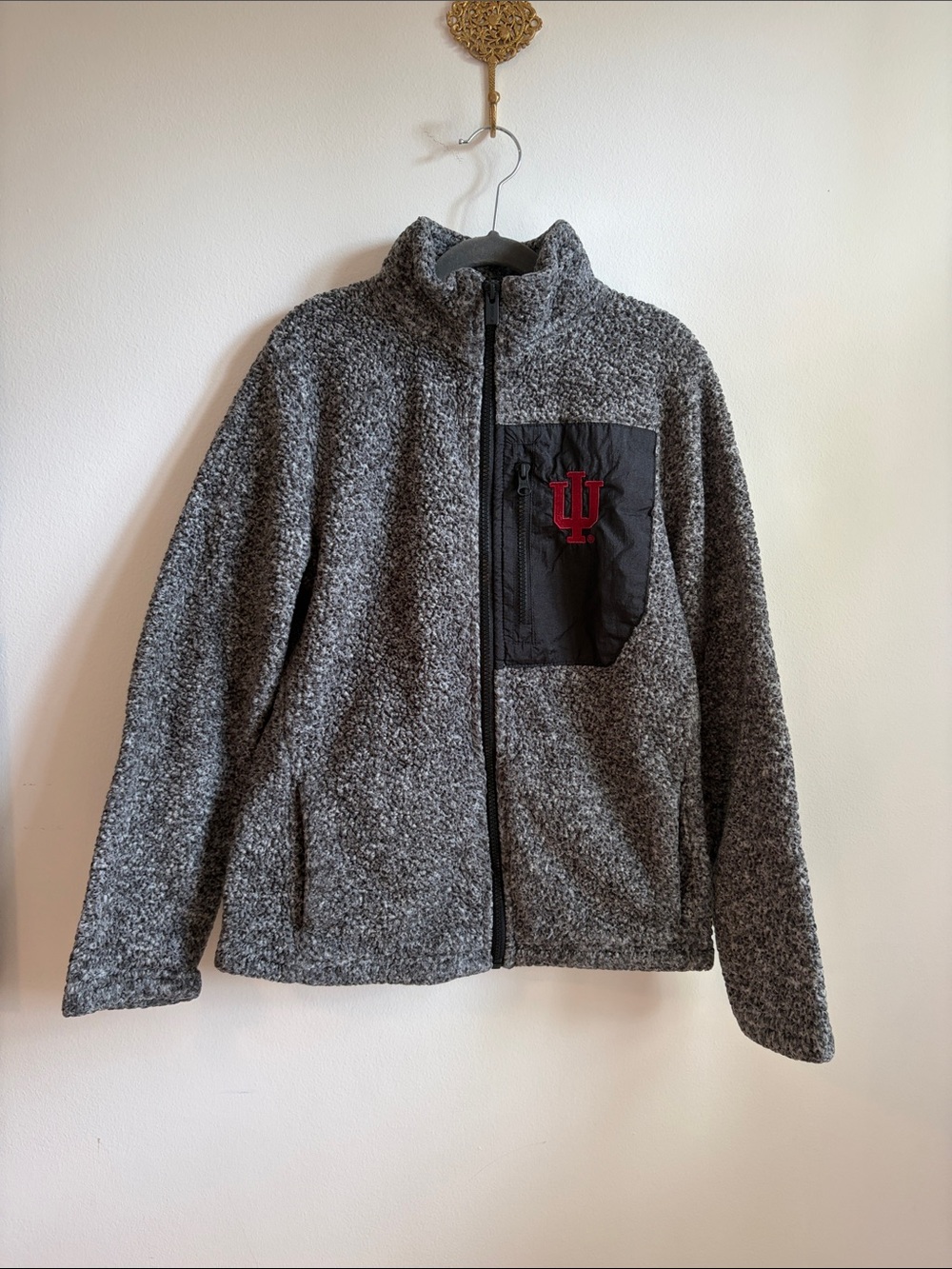 Gen2 Indiana University Kids Gray Sherpa Full-Zip Jacket
